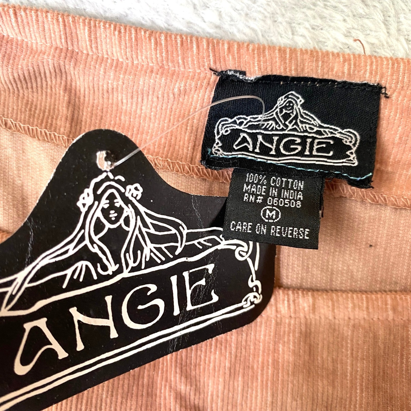 Angie Boho Ombre Corduroy Tiered Midi Skirt Women M Brown Eyelet Lace Festival — image 5 of 8